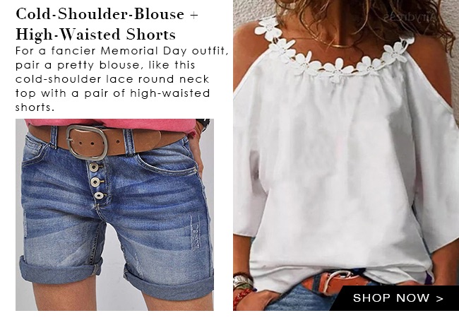 Cold-Shoulder-BlouseAndHigh-WaistedShorts